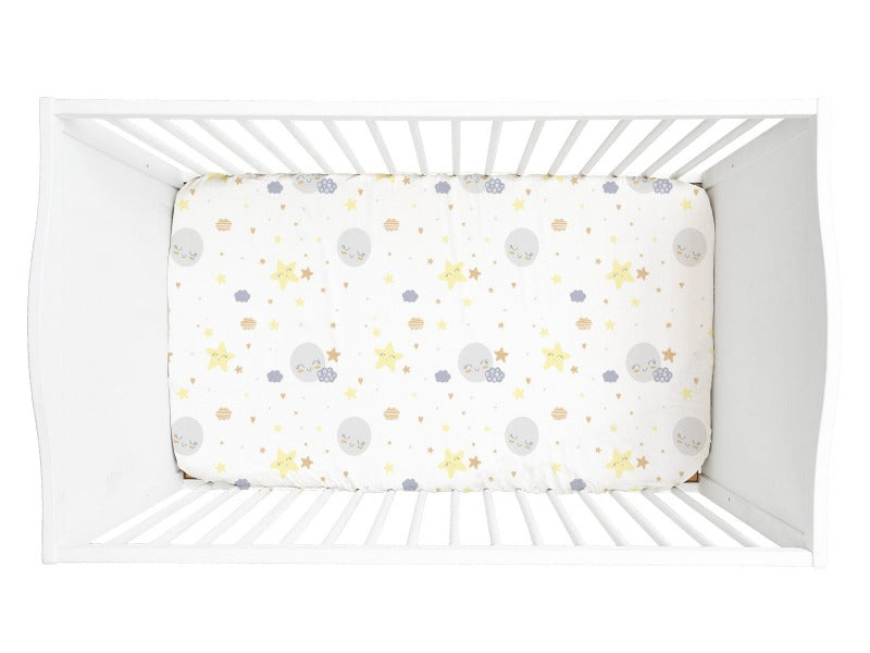 Crib Sheet Pattern Moon Stars Starry Night Stone