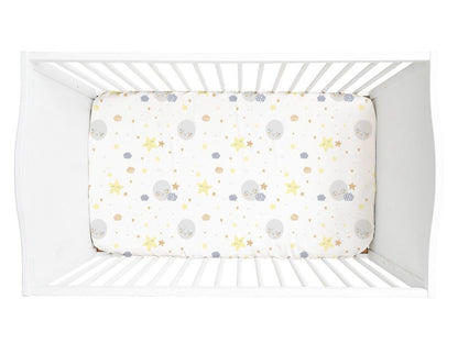 Crib Sheet Pattern Moon Stars Starry Night Stone