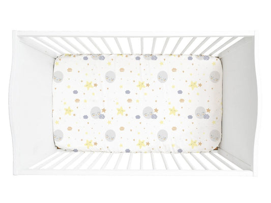 Crib Sheet Pattern Moon Stars Starry Night Stone