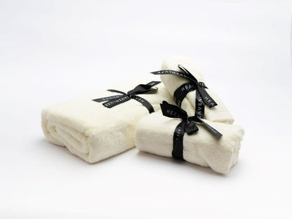 yellow towel set wrapped ribbon